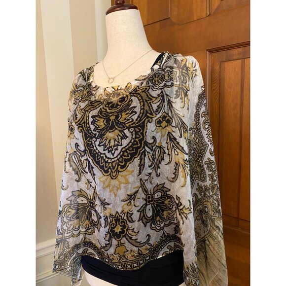 Style & Co. Midnight‎ Romance Poncho Womens PP Petite Lightweight Semi-Sheer Top - Picture 1 of 9